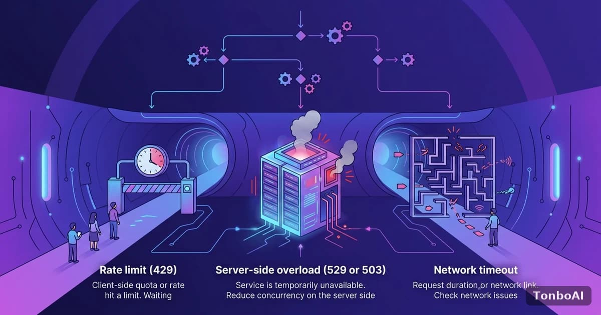 API 报 429、529 或超时:限流、过载、网络三类错误怎么区分与处理